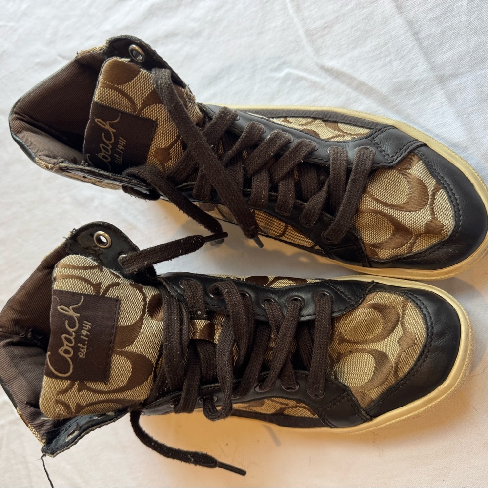 Coach Black and Brown High-Top Sneakers